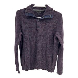 Banana Republic S Italian Yarn wool sweater quarter snap mens navy winter fall